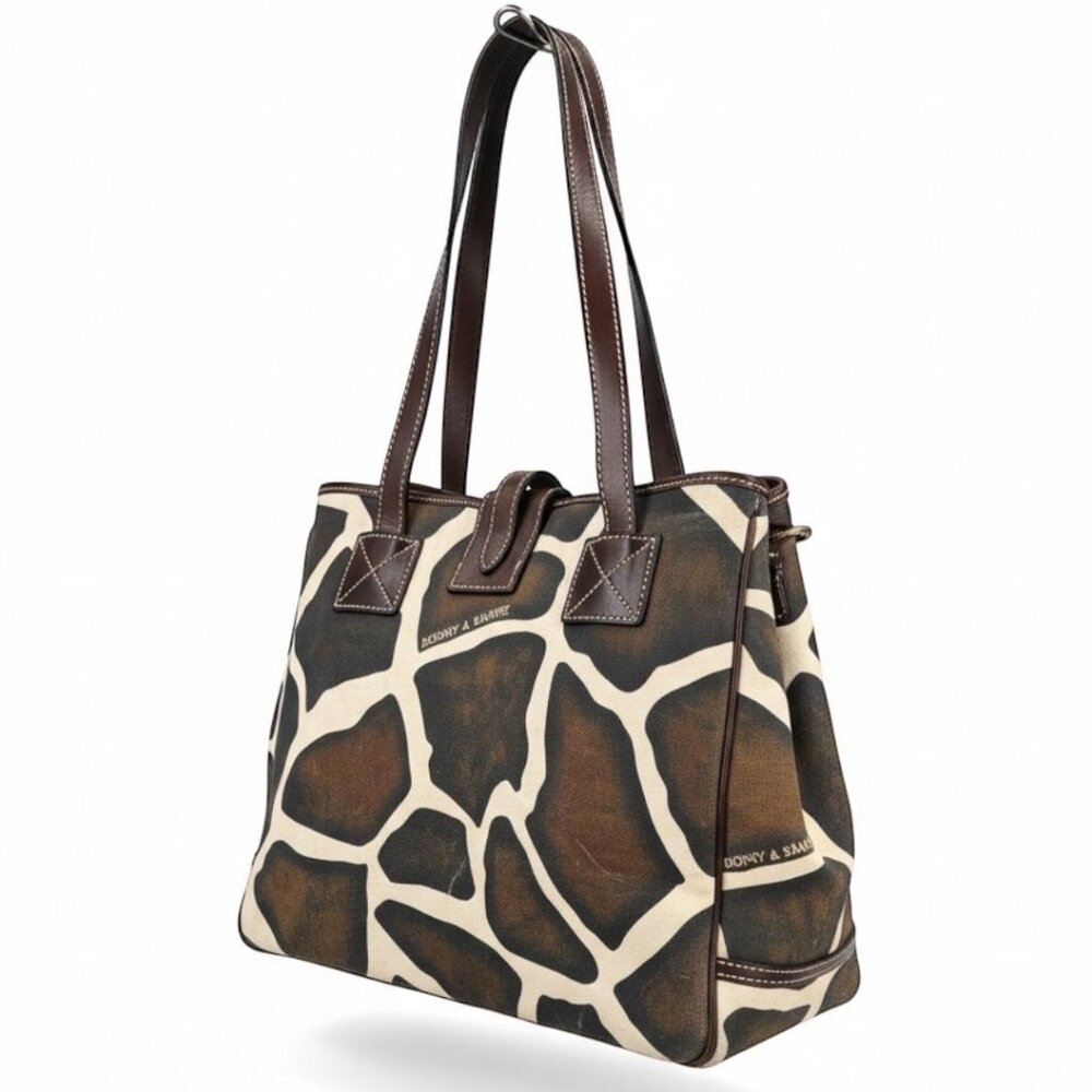 Dooney & Bourke Giraffe Print Medium Tote With Pink Fabric Interior - Picture 2 of 16